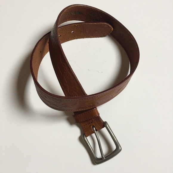BANANA REPUBLIC Brown Embossed Leather Belt - Picture 1 of 6